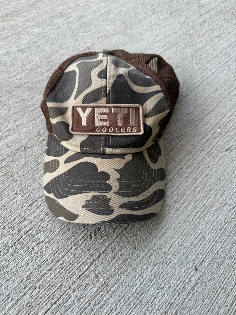 Yeti Camo Brown & Olive Camo Trucker Hat with Patch